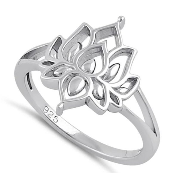 925 STERLING SILVER Lotus Flower Fashion Ring - Picture 16 of 16